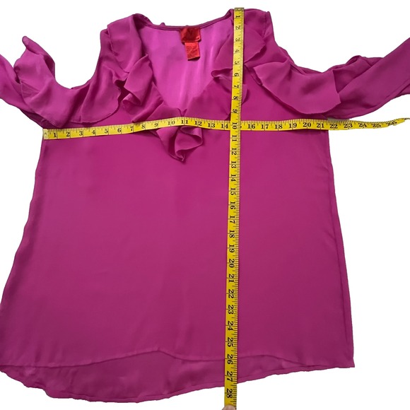 V Cristina Woman's Blouse Size‎ L Fuchsia Ruffle Blouse Romantic Barbie Feminine - Picture 6 of 10